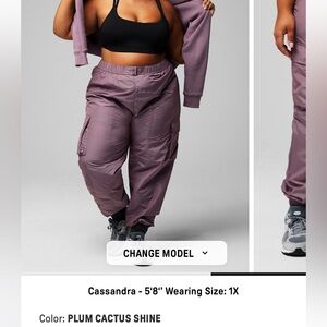 Fabletics Lightweight Cargo Jogger in PLUM CACTUS SHINE
